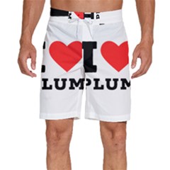 I Love Plum Men s Beach Shorts by ilovewhateva