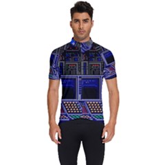 Blue Computer Monitor With Chair Game Digital Wallpaper, Digital Art Men s Short Sleeve Cycling Jersey by Bakwanart