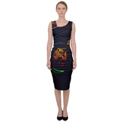 Orange Tiger Illustration Artwork Digital Art Sleeveless Pencil Dress