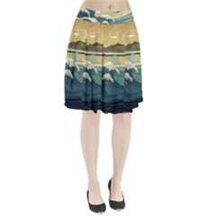 Sea Asia, Waves Japanese Art The Great Wave Off Kanagawa Pleated Skirt by Bakwanart