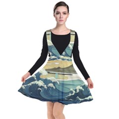 Sea Asia, Waves Japanese Art The Great Wave Off Kanagawa Plunge Pinafore Dress by Bakwanart