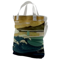 Sea Asia, Waves Japanese Art The Great Wave Off Kanagawa Canvas Messenger Bag by Bakwanart
