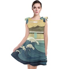 Sea Asia, Waves Japanese Art The Great Wave Off Kanagawa Tie Up Tunic Dress by Bakwanart