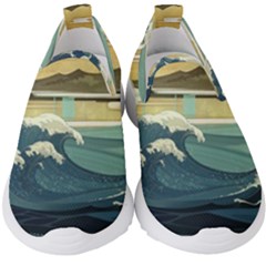 Sea Asia, Waves Japanese Art The Great Wave Off Kanagawa Kids  Slip On Sneakers