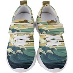 Sea Asia, Waves Japanese Art The Great Wave Off Kanagawa Kids  Velcro Strap Shoes