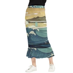 Sea Asia, Waves Japanese Art The Great Wave Off Kanagawa Maxi Fishtail Chiffon Skirt