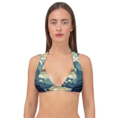 Sea Asia, Waves Japanese Art The Great Wave Off Kanagawa Double Strap Halter Bikini Top by Bakwanart