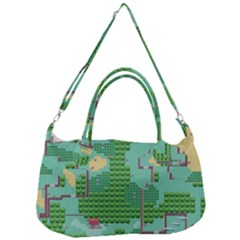 Green Retro Games Pattern Removable Strap Handbag