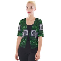 Technology Computer Chip Electronics Industry Circuit Board Cropped Button Cardigan by Bakwanart