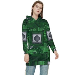 Technology Computer Chip Electronics Industry Circuit Board Women s Long Oversized Pullover Hoodie by Bakwanart