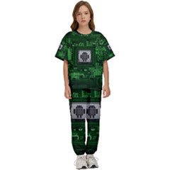 Technology Computer Chip Electronics Industry Circuit Board Kids  Tee And Pants Sports Set by Bakwanart