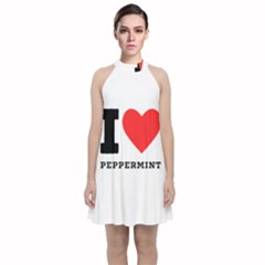 I Love Peppermint Velvet Halter Neckline Dress  by ilovewhateva