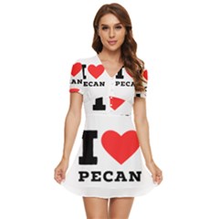 I Love Pecan V-neck High Waist Chiffon Mini Dress by ilovewhateva