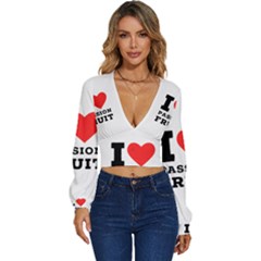I Love Passion Fruit Long Sleeve Deep-v Velour Top by ilovewhateva