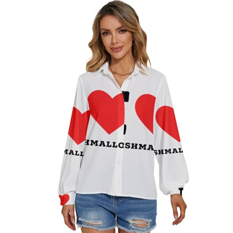I Love Marshmallow  Women s Long Sleeve Button Up Shirt by ilovewhateva
