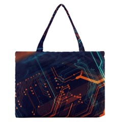 Abstract Colorful Circuit Zipper Medium Tote Bag