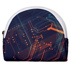Abstract Colorful Circuit Horseshoe Style Canvas Pouch by Bakwanart