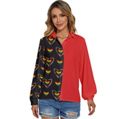 Colors Rainbow Pride Women s Long Sleeve Button Up Shirt