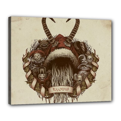 Christmas Dark Demon Evil Horror Krampus Canvas 20  X 16  (stretched) by Bakwanart