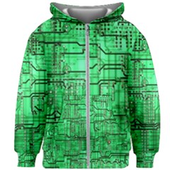 Green Circuit Board Computer Kids  Zipper Hoodie Without Drawstring by Bakwanart