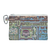 Arcade Game Retro Pattern Canvas Cosmetic Bag (medium) by Bakwanart