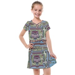 Arcade Game Retro Pattern Kids  Cross Web Dress