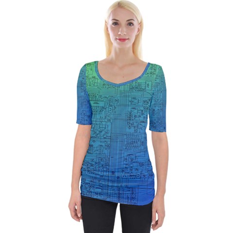 Blue And Green Circuit Board Wallpaper Circuit Board Sketch Wide Neckline Tee by Bakwanart