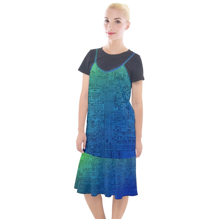 Blue And Green Circuit Board Wallpaper Circuit Board Sketch Camis Fishtail Dress