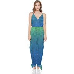 Blue And Green Circuit Board Wallpaper Circuit Board Sketch Sleeveless Tie Ankle Chiffon Jumpsuit
