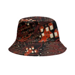 Red Computer Circuit Board Inside Out Bucket Hat by Bakwanart