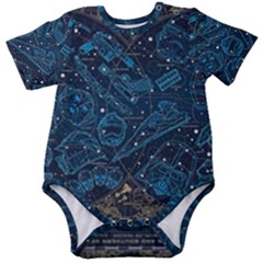 Position Of The Constellations Illustration Star Blue Baby Short Sleeve Bodysuit by Bakwanart