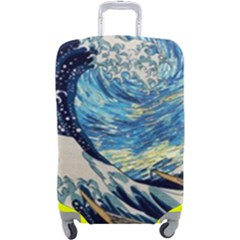 The Great Wave Of Kanagawa Painting Hokusai, Starry Night Vincent Van Gogh Luggage Cover (large) by Bakwanart