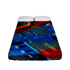 Gray Circuit Board Electronics Electronic Components Microprocessor Fitted Sheet (full/ Double Size) by Bakwanart