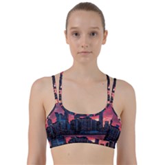 Skyline Sunset United States Reflection Usa,new York Manhattan Line Them Up Sports Bra