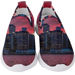 Skyline Sunset United States Reflection Usa,new York Manhattan Kids  Slip On Sneakers by Bakwanart