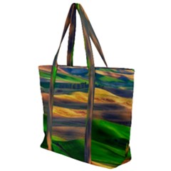 Grassland Nature Palouse Green Field Hill Sky Butte Zip Up Canvas Bag by Bakwanart