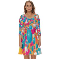 Circles Art Seamless Repeat Bright Colors Colorful Shoulder Cut Out Zip Up Dress