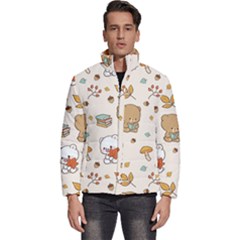 Bear Cartoon Background Pattern Seamless Animal Men s Puffer Bubble Jacket Coat by 99art