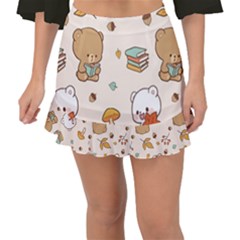 Bear Cartoon Background Pattern Seamless Animal Fishtail Mini Chiffon Skirt by 99art