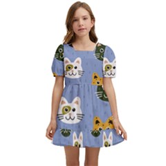 Cat Cat Background Animals Little Cat Pets Kittens Kids  Short Sleeve Dolly Dress by 99art