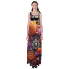 Flower Blossoms Petals Blooms Empire Waist Maxi Dress by 99art