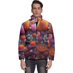 Flower Blossoms Petals Blooms Men s Puffer Bubble Jacket Coat