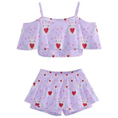 Easter Easter Bunny Hearts Seamless Tile Cute Kids  Off Shoulder Skirt Bikini by 99art