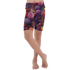 Flowers Blossoms Petals Blooms Kids  Lightweight Velour Cropped Yoga Leggings by 99art