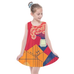 Flowers Abstract Art Painting Kids  Summer Dress