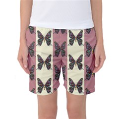 Butterflies Pink Old Ancient Texture Decorative Women s Basketball Shorts by 99art