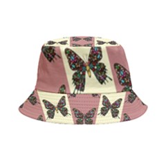Butterflies Pink Old Ancient Texture Decorative Inside Out Bucket Hat by 99art