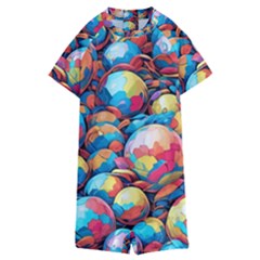 Pattern Seamless Balls Colorful Rainbow Colors Kids  Boyleg Half Suit Swimwear by 99art