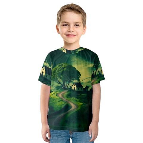 Landscape Scenery Nature Artwork Kids  Sport Mesh Tee by 99art