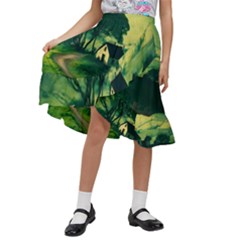 Landscape Scenery Nature Artwork Kids  Ruffle Flared Wrap Midi Skirt by 99art